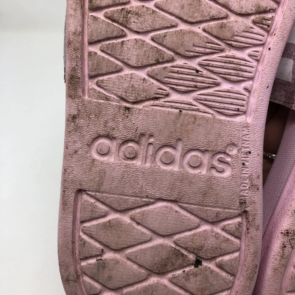 Adidas Slides Adilette Comfort Pink White Girls 12 Slip On Sandals